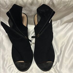 Open toe Black Suede Women's Booty
